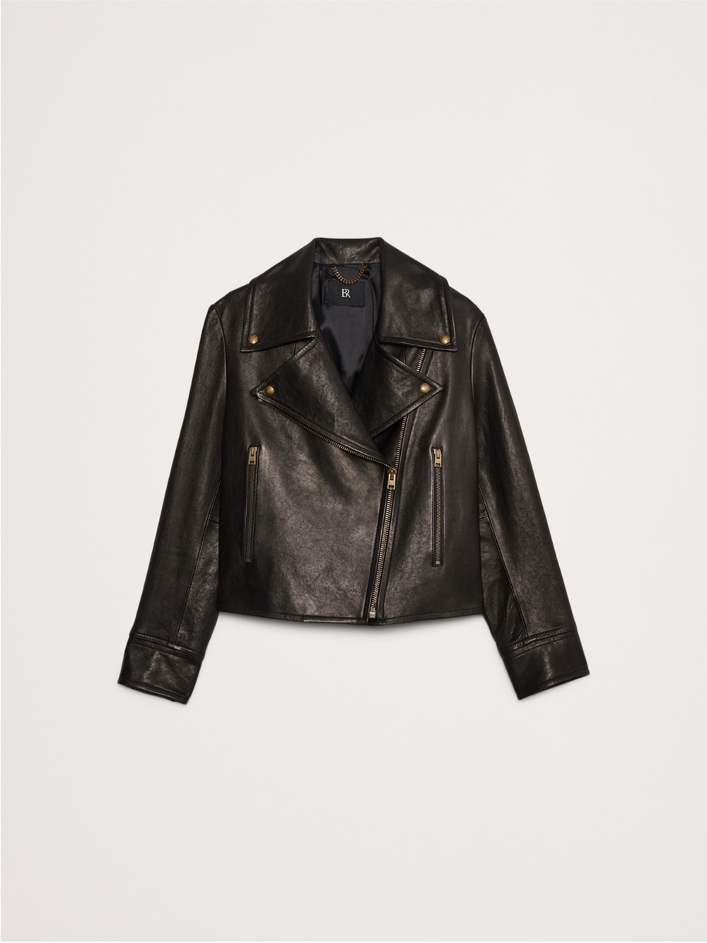 Banana Republic Black Enola Leather Moto Jacket Size L
